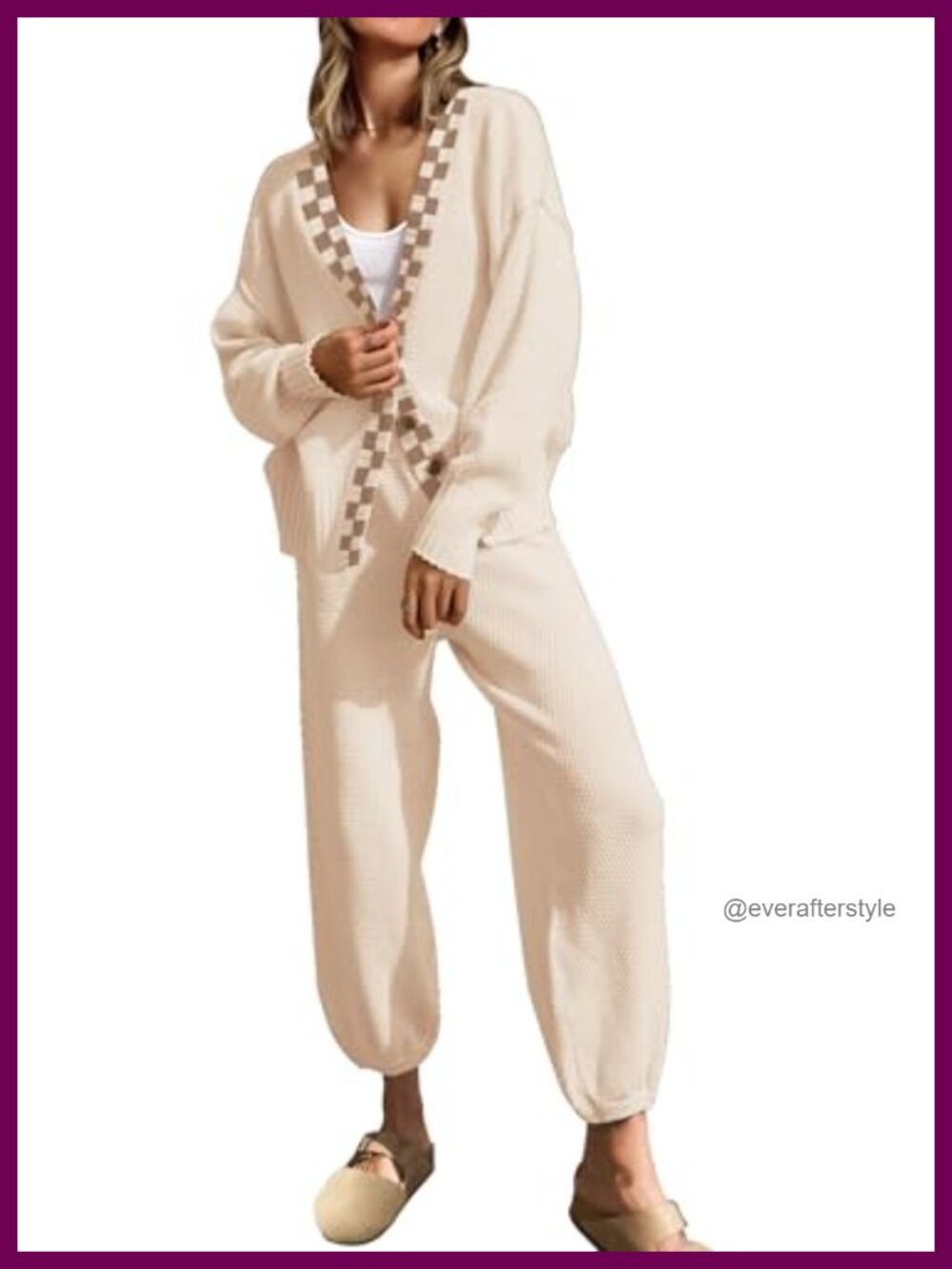 Women's 2 Piece Knit Cardigan & Pants Lounge Set Viscose Nylon Cotton